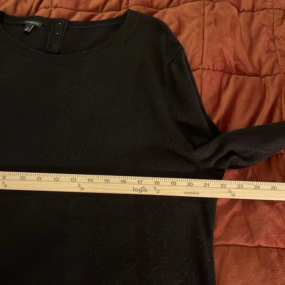 Talbots Pullover 3 button Lambswool blend Sweater Women’s Sz XL Black bell cuffs